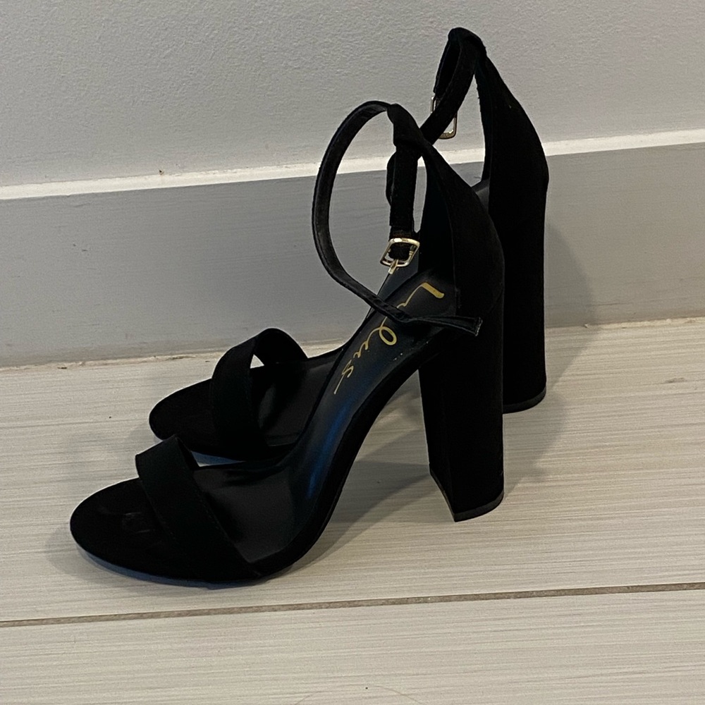 Black Suede Ankle Strap 4" Heels - Like New Condition!
